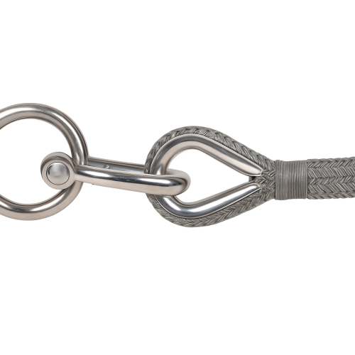 Corde en polyester tressée grise avec œillet en acier inoxydable Ø32mm 20m Corde en polyester tressée grise avec œillet en acier inoxydable Ø32mm 20m