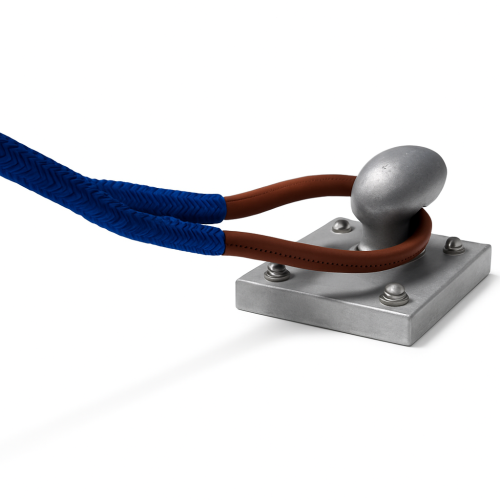 Corde d'amarrage tressée bleue à 16 brins avec œil épissé en cuir brun 75cm Ø24mm 20m Corde d'amarrage tressée bleue à 16 brins avec œil épissé en cuir brun 75cm Ø24mm 20m