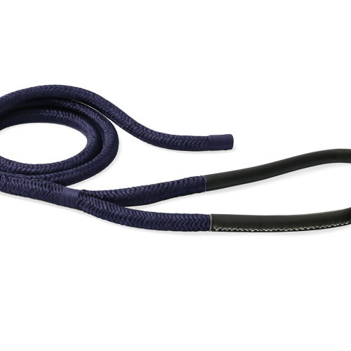 16-Strand Blue Braided Docking Rope with Spliced Leather Eye, 20m Length, 36mm Diameter