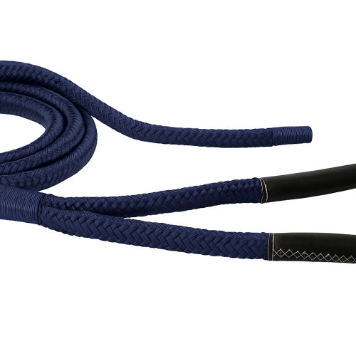16-Strand Blue Braided Docking Rope with Spliced Leather Eye, 20m Length, 36mm Diameter