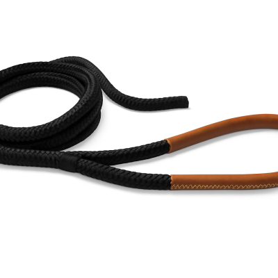 16-Strand Braided Mooring Rope in Black Polyester with Brown Leather Spliced Eye, 32mm Diameter, 20m Length 16-Strand Braided Mooring Rope in Black Polyester with Brown Leather Spliced Eye, 32mm Diameter, 20m Length