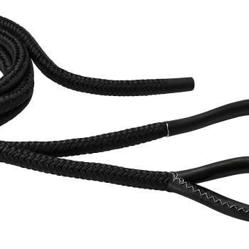 Corde d'amarrage tressée en polyester noir à 16 brins avec œil épissé en cuir noir 100cm Ø36mm 20m Corde d'amarrage tressée en polyester noir à 16 brins avec œil épissé en cuir noir 100cm Ø36mm 20m
