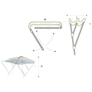 Bimini Tessilmare White Aluminum 3 arches 180 x 170 x H110cm Bimini Tessilmare White Aluminum 3 arches 180 x 170 x H110cm