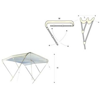 Tessilmare Bimini White Aluminum 3 arches 170cm Length x 180cm H140cm