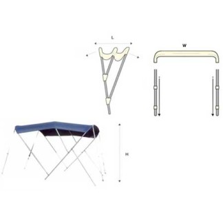 Stainless Steel 3 Arches Tessilmare Bimini White 180 x 230 x H140cm
