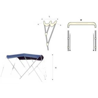 Tessilmare Bimini Blue Stainless Steel 3 Arches 180 x 200 x H140cm