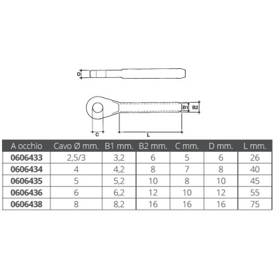 Stainless Steel Eye Terminal for cable 6mm ( Press Terminals) Stainless Steel Eye Terminal for cable 6mm ( Press Terminals)