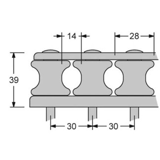 Deck organizer Antal V-cam 814 5 sheaves for 14mm lines