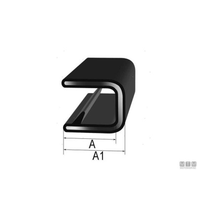 Trim-Lok Edge Trim - Black, 7.0 to 8.5 mm Thickness, 14.5 mm A1, 16.5 mm L, 15 m Length