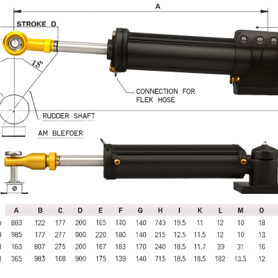 Vetus MT0600B Hydraulic Steering Cylinder Vetus MT0600B Hydraulic Steering Cylinder