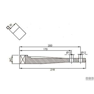 Ersatzhebel für Tor-Marine Ruder Ref Standardhebel für D40 Welle L 200 mm