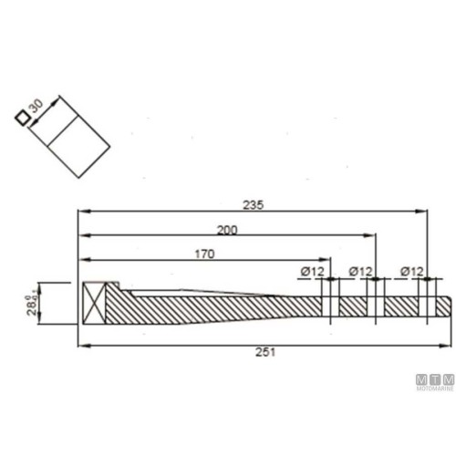 Ersatzhebel für Tor-Marine Ruder Ref Standardhebel für D40 Welle L 200 mm