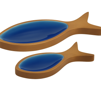 Cocoa Fish 2 Bowl Set 35x15x2.5 / 24x11x2.5 cm