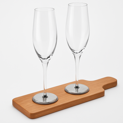 Pair Magnetic Champagne Glasses 70 x H212mm