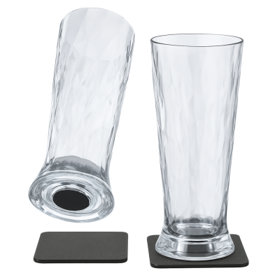 Set of 2 Plastic Magnetic Beer Glasses - 500 cc Capacity (ø85 x h216 mm)