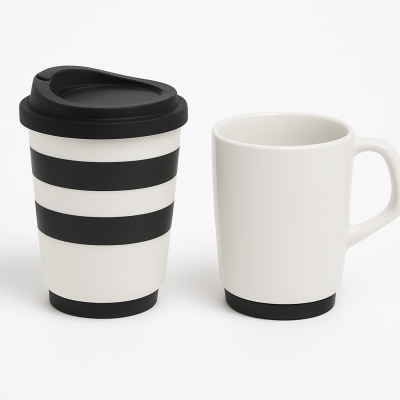 Set of 2 Porcelain Magnetic Mugs - 270ml Capacity (Ø90 x H110 mm)