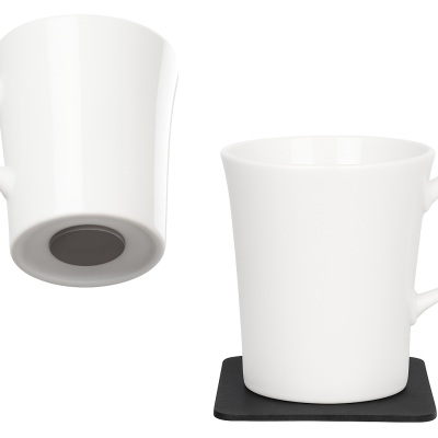 Set of 2 Porcelain Magnetic Mugs - 270ml Capacity (Ø90 x H110 mm)