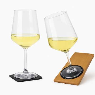 Set of 2 Plastic Magnetic Classic Wine Glasses