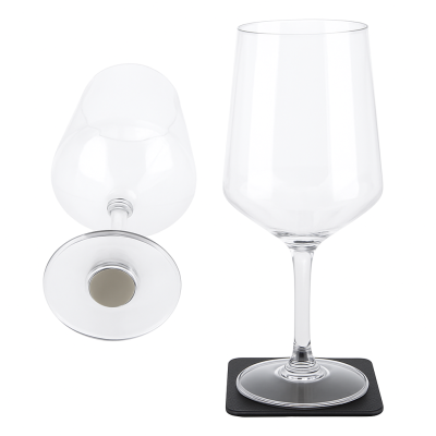 Set of 2 Plastic Magnetic Classic Wine Glasses