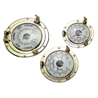 Marine Barometer in a Polished Brass Porthole 180mm Marine Barometer in a Polished Brass Porthole 180mm