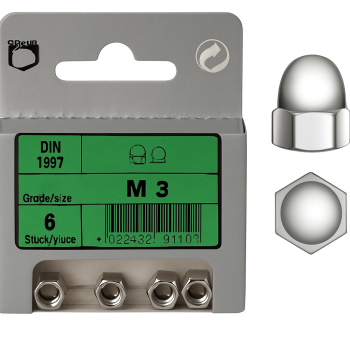 Blister 6pc Stainless Nuts M3 Din 1587