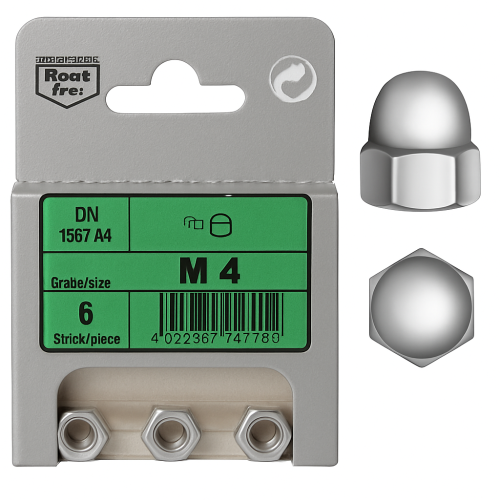 Blister 6pc Stainless Nuts M4 Din 1587