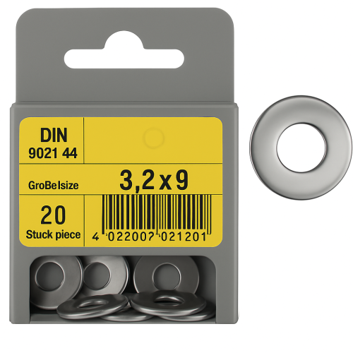 Rinceaux Fender 3 Fois Plus Grands Que le Trou DIN 9021 mm 3,2 x 9 Paquet de 20