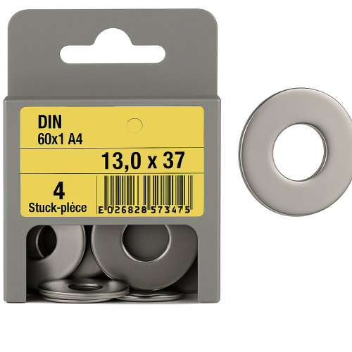 Fender Washers 3 Times Bigger Than Hole DIN 9021 mm 13.0 x 37 Pack of 4 Fender Washers 3 Times Bigger Than Hole DIN 9021 mm 13.0 x 37 Pack of 4