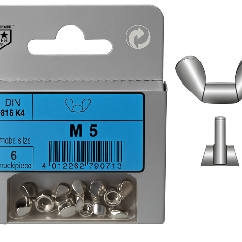 Écrous papillons DIN 315 en inox, M5, 6 unités