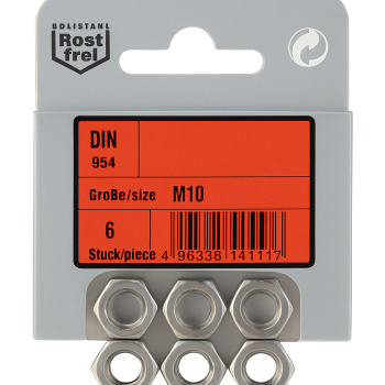 Hex nuts din 934 mm m10 pack 6 / pcs Hex nuts din 934 mm m10 pack 6 / pcs