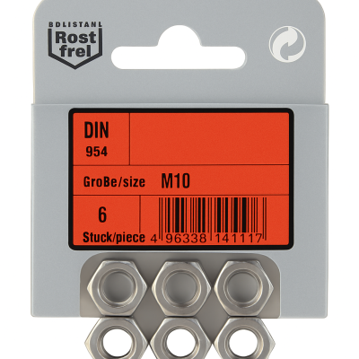 Sechskantmuttern DIN 934 mm M10 Packung 6/Stk.