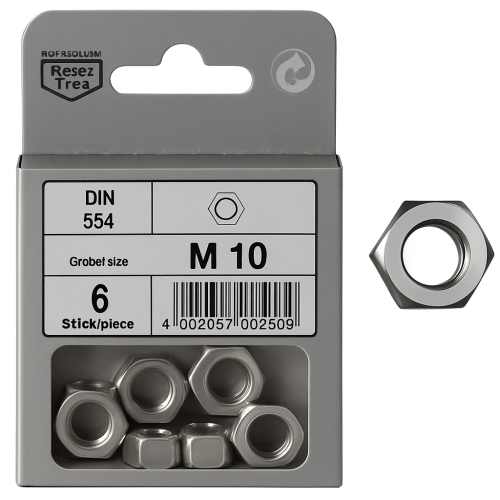 Sechskantmuttern DIN 934 mm M10 Packung 6/Stk.