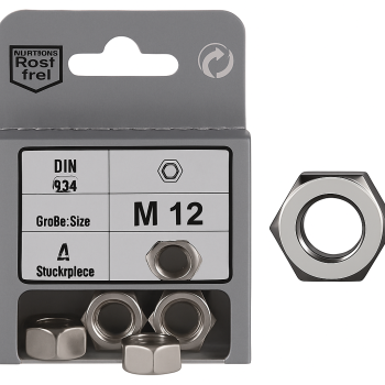 Blister 4pc Stainless Nuts M12 Din 934