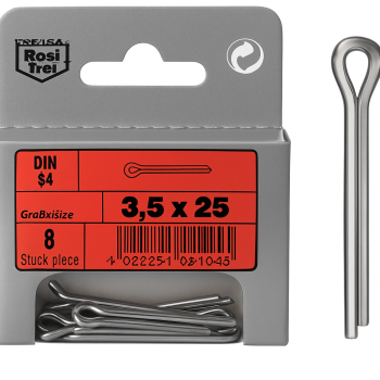 Blister 8pcs Stainless Cotter Pins 3.5 x 25 Din 94