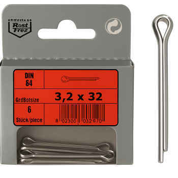 Blister 8pcs Stainless Cotter Pins 3.2 x 32 Din 94