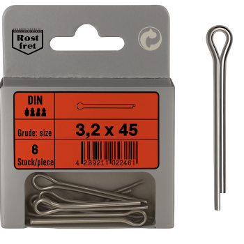 Blister 8pcs Stainless Cotter Pins 3.2 x 45 Din 94