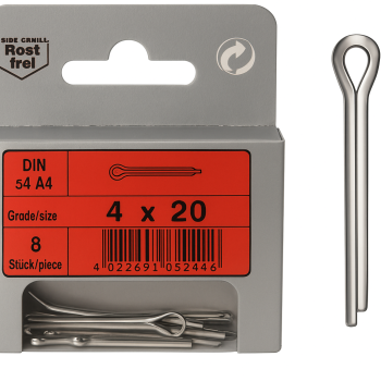 Blister 8pcs Stainless Cotter Pins 4 x 20 Din 94