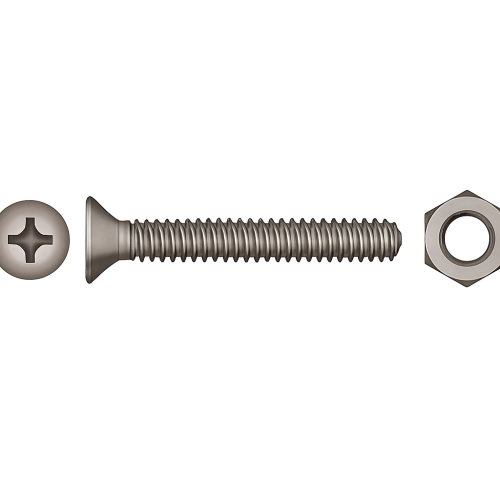 Flachkopf Phillips Maschinen-Schrauben DIN 965 + Muttern 4x12 mm Packung mit 8 Flachkopf Phillips Maschinen-Schrauben DIN 965 + Muttern 4x12 mm Packung mit 8