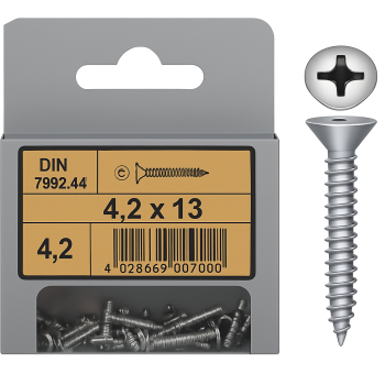 Flachkopf Phillips Gewindeschrauben DIN 7982 mm 4,2x13 Packung mit 20 Stck.