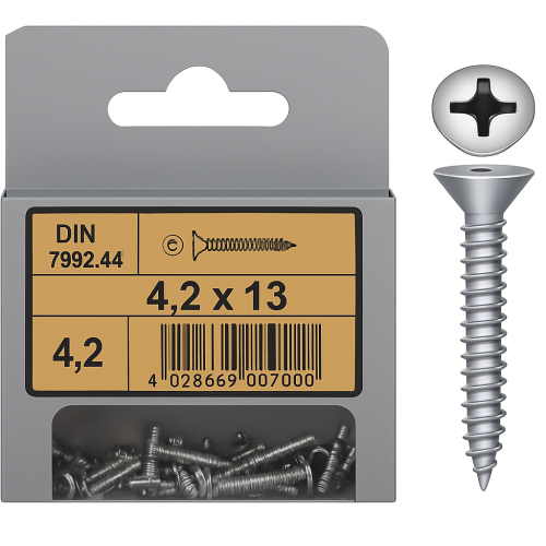 Flachkopf Phillips Gewindeschrauben DIN 7982 mm 4,2x13 Packung mit 20 Stck.