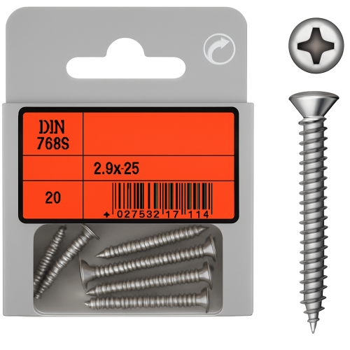 Oval Head Phillips Tapping Screws DIN 7983 mm 2.9x25 Pack of 20