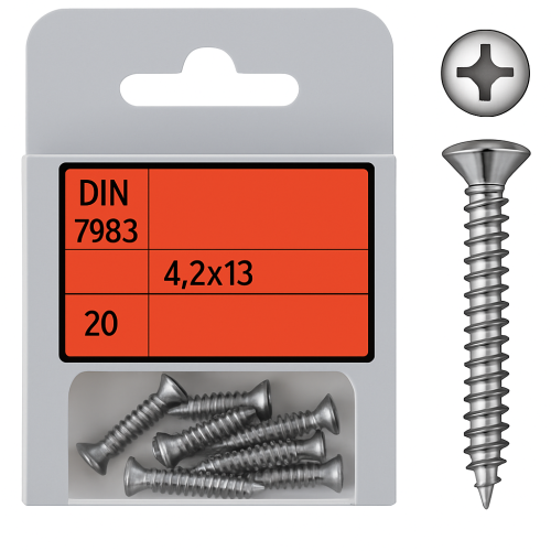 Oval Head Phillips Tapping Screws DIN 7983 mm 4.2x13 Pack of 20