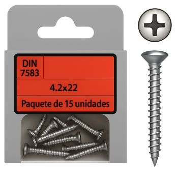 Oval Head Phillips Tapping Screws DIN 7983 mm 4.2x22 Pack of 15 pcs