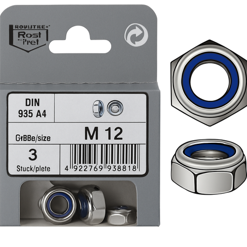 Blister 3pc Stainless Nuts M12 Din 985 Blister 3pc Stainless Nuts M12 Din 985