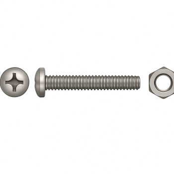 Pan Head Phillips Machine Screws DIN 7985 + Nuts 3x16 mm Pack of 10 Pan Head Phillips Machine Screws DIN 7985 + Nuts 3x16 mm Pack of 10