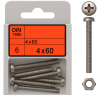 Pan-Head Phillips Maschinen-Schrauben DIN 7985 + Mutter mm 4x60 Packung mit 6 Stück