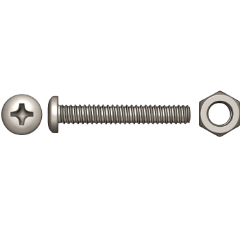 Flachkopf-Kreuzschlitz-Maschinenschrauben DIN 7985 + Muttern mm 6x30 Packung 4 / Stück Flachkopf-Kreuzschlitz-Maschinenschrauben DIN 7985 + Muttern mm 6x30 Packung 4 / Stück