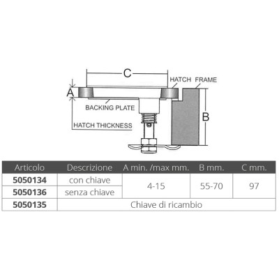 Stainless Latch for Hatches 97 x 80mm with Key