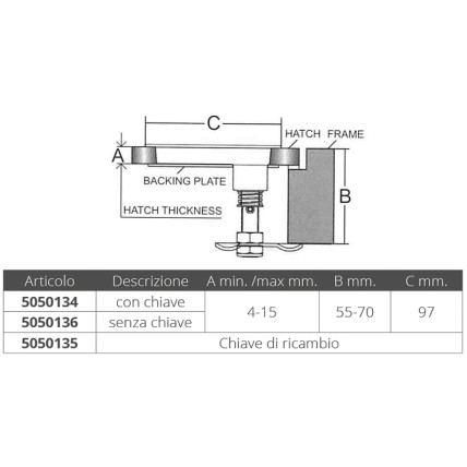 Stainless Latch for Hatches 97 x 80mm with Key